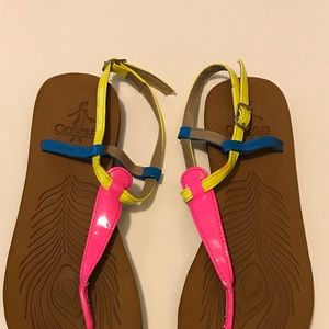 Corkys Sandals with Neon Straps